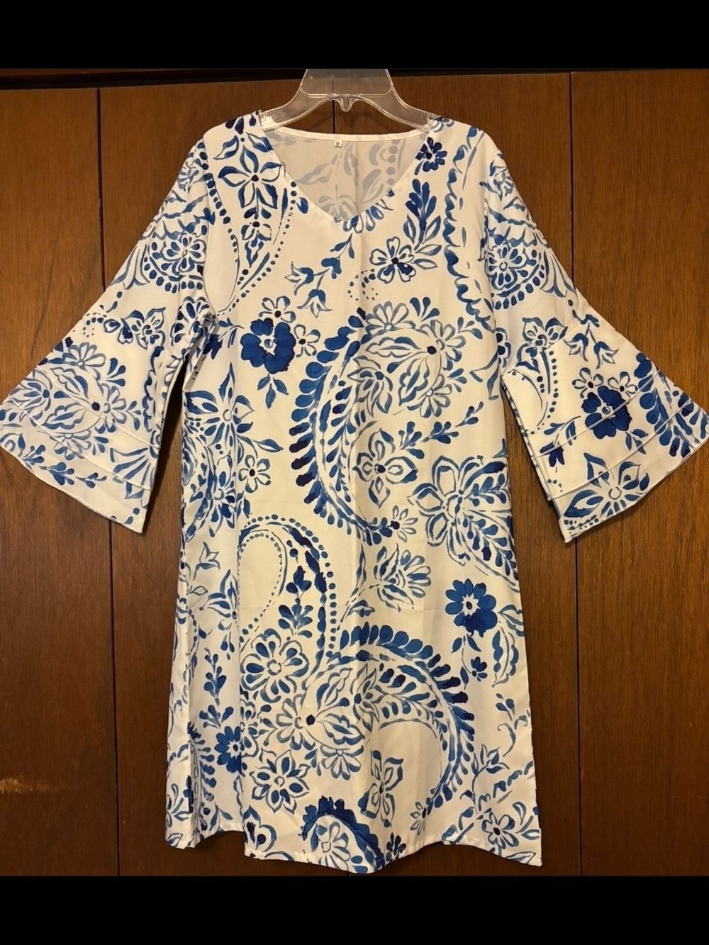 Blue & White Floral Paisley Shift Dress